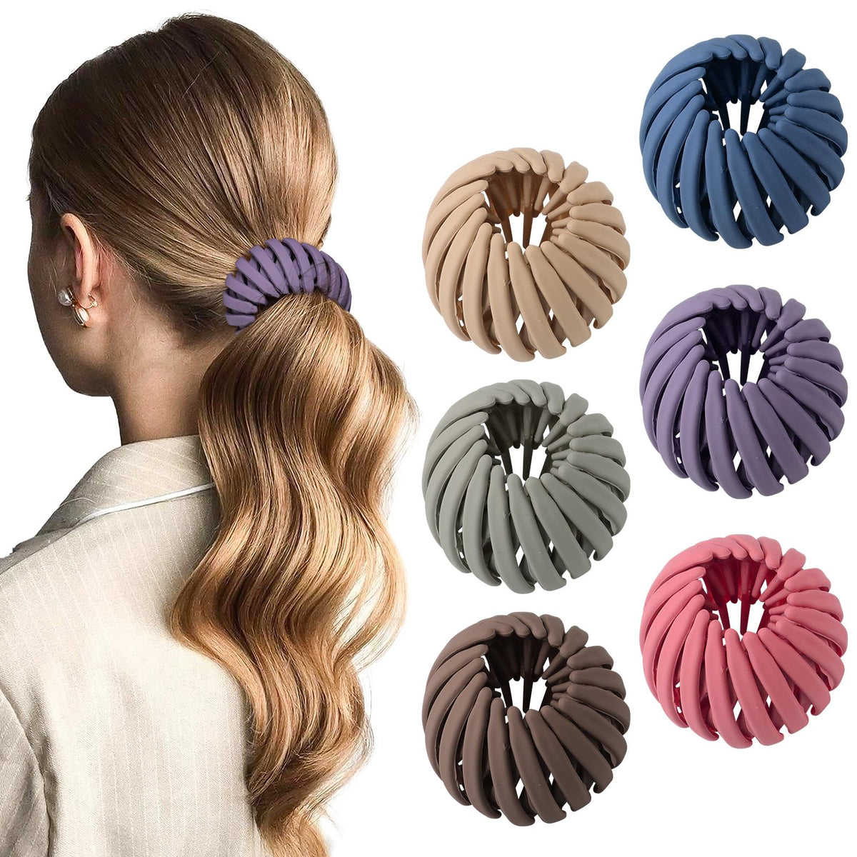 6Pcs Bird Nest Magic Hair Clips Hair Nest for Bun Strong Ponytail Holders for Women Girls (Dark Large)
