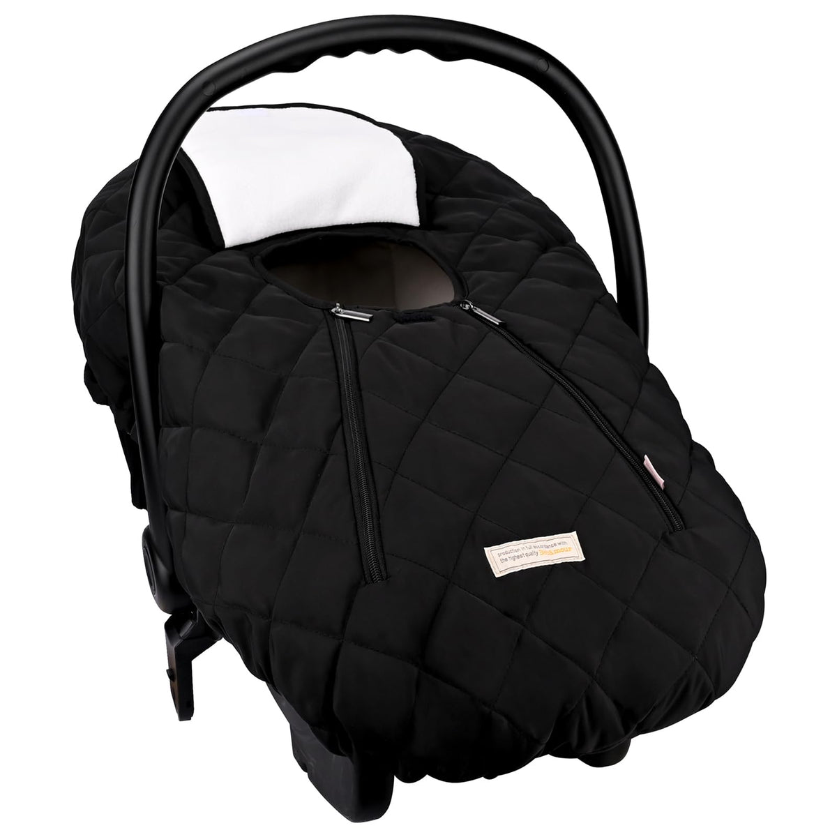 Bebamour Car Seat Cover for Babies Winter - Baby Car Seat Covers Universal Cold Weather ShieldWarm and Cozy Carseat Covers (Black)