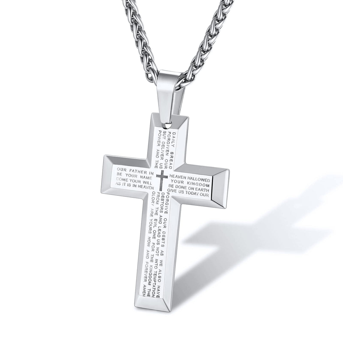 Supcare Cross Necklace for Men With Bible Verse Men Collares De Hombre Cross Necklace for Men Big Cross Necklace Mens Necklace Silver Cross Pendant