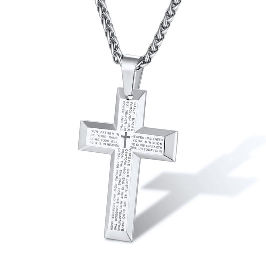 Supcare Cross Necklace for Men With Bible Verse Men Collares De Hombre Cross Necklace for Men Big Cross Necklace Mens Necklace Silver Cross Pendant