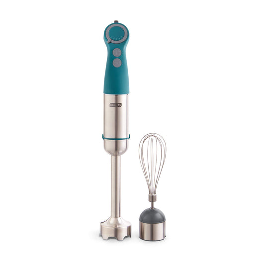 Dash Chef Series Immersion Hand Blender 5 Speed Stick Blender with Stainless Steel Blades Whisk Attachment and Recipe Guide – Teal
