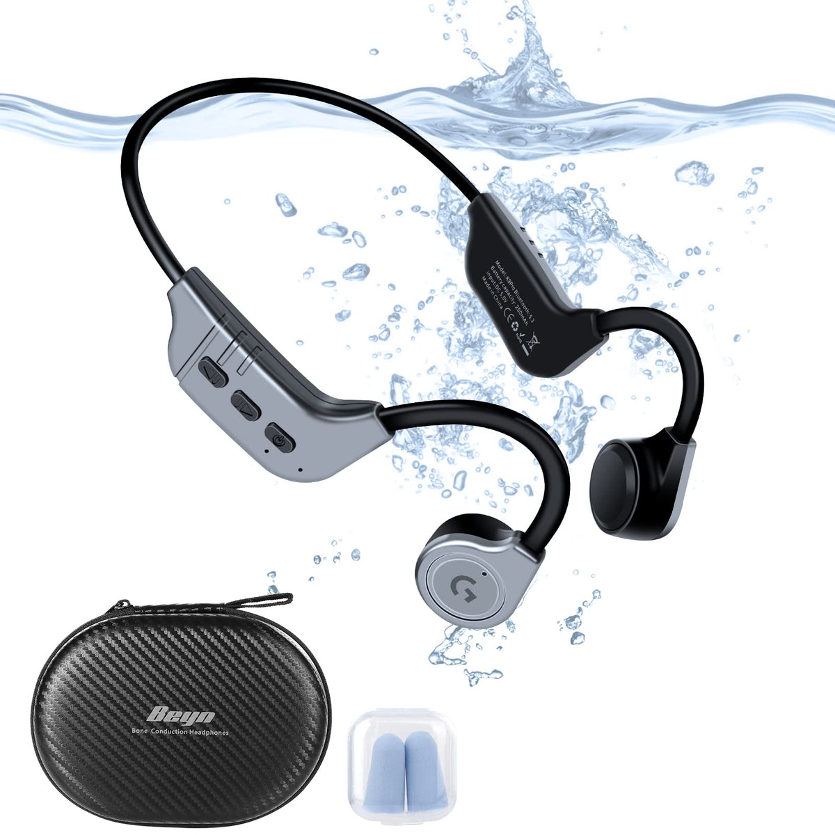 Bone Conduction Headphones - Ultralight IPX8-Waterproof Swimming Headphones-Bluetooth 5.3 Open Ear Wireless Earphones with Mic - MP3 Play Built-in 32G Memory With Case For Swimming Running Surfing