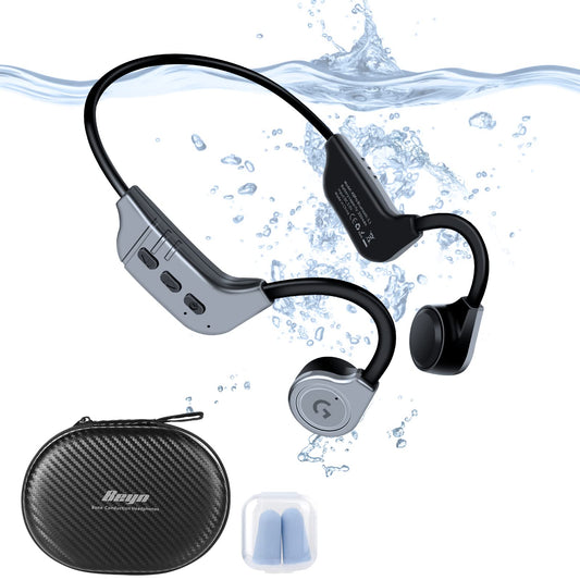 Bone Conduction Headphones - Ultralight IPX8-Waterproof Swimming Headphones-Bluetooth 5.3 Open Ear Wireless Earphones with Mic - MP3 Play Built-in 32G Memory With Case For Swimming Running Surfing