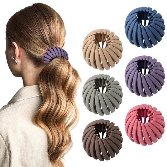 6Pcs Bird Nest Magic Hair Clips Hair Nest for Bun Strong Ponytail Holders for Women Girls (Dark Large)