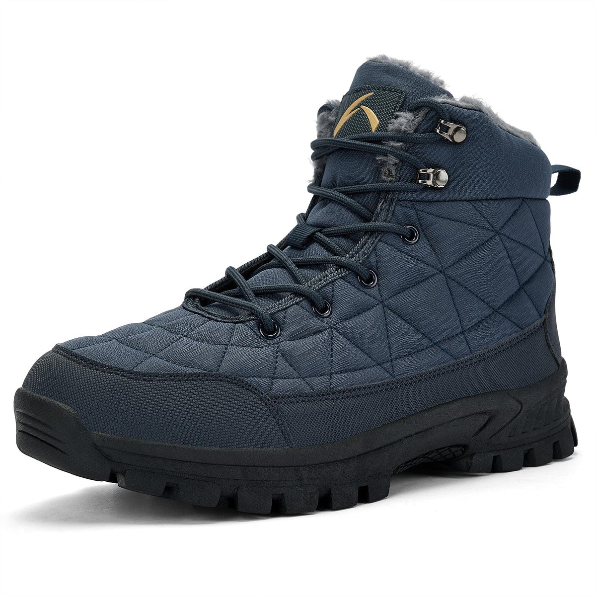 UPSOLO Mens Snow Winter Warm Waterproof Mid Ankle Boots Outdoor Trail Shoes Blue 9.5