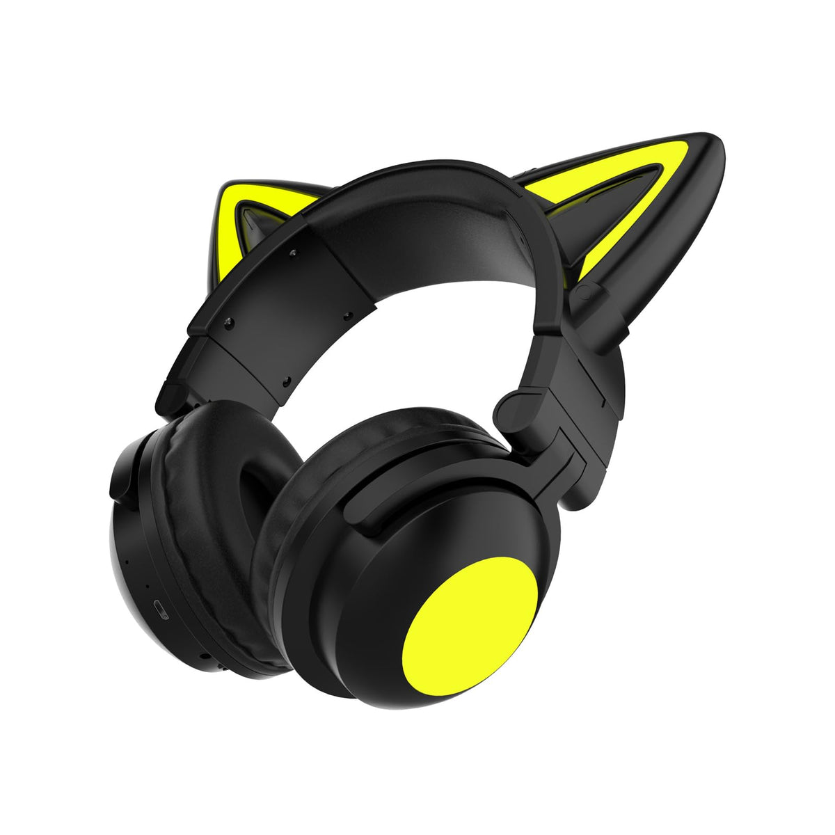 YIK TUNG Cute Cat Ear Bluetooth Headphones with Built-in Mic Over Ear Wired Headphones with LED Lights Foldable Wireless Headset with Cat Ear for Traveling Gift for Boys Girls Teens Adult (Black)